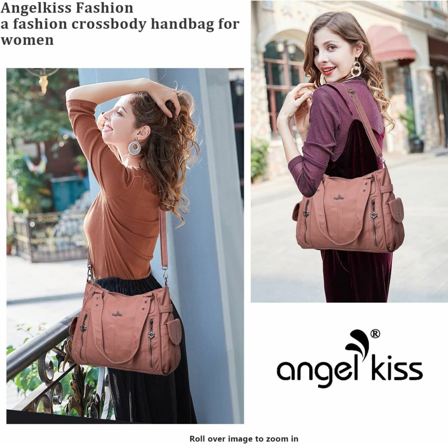 Hobo Handbags | Angel Kiss Handbags For Womens Top-Handle Hobo Purse Roomy Casual Shoulder Bags Pu Tote Satchel Purse For Womens