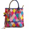 Hobo Handbags | Segater Segater Women'S Multicolor Tote Handbag Genuine Leather Color Matching Design Hobo Crossbody Shoulder Bag Purses