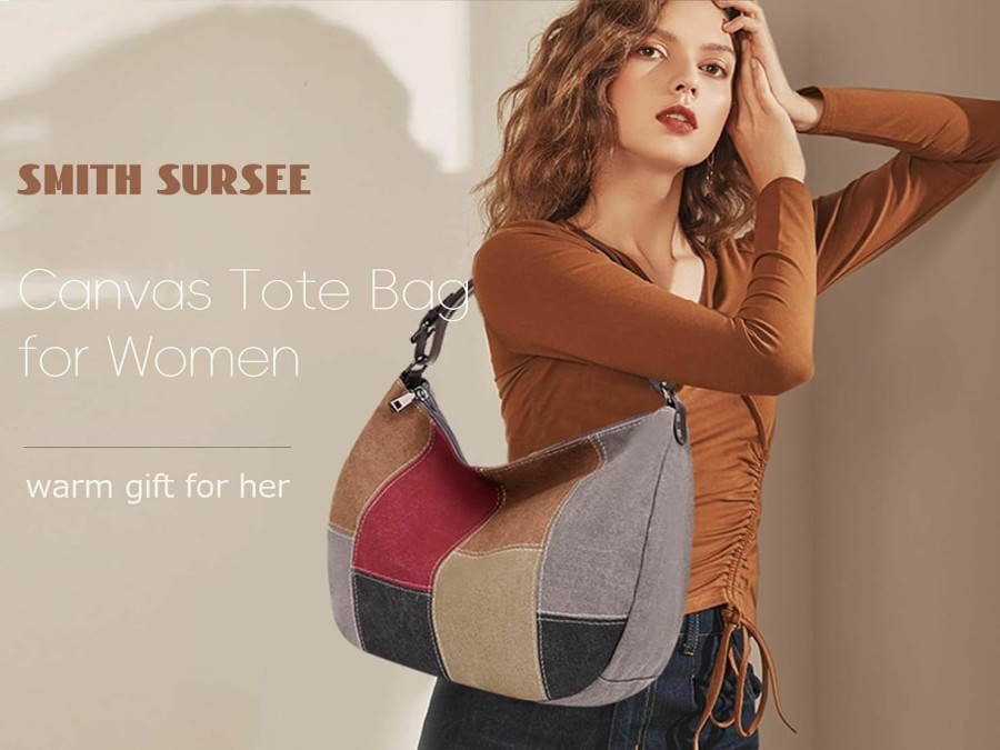 Hobo Handbags | Smith Sursee Smith Sursee Canvas Tote Bag For Women Large Hobo Bag 2 Straps Crossbody Shoulder Handbag Pocketbooks Womens Purses