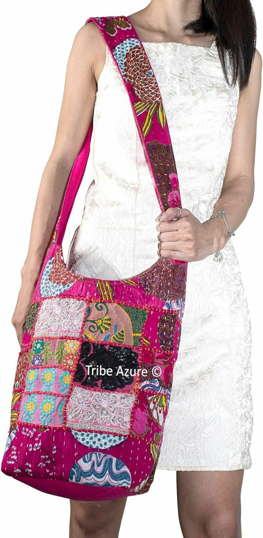 Hobo Handbags | Tribe Azure Fair Trade Tribe Azure Women Fashion Hobo Floral Shoulder Bag Monk Canvas Sling Tote Handbag Crossbody Summer Boho