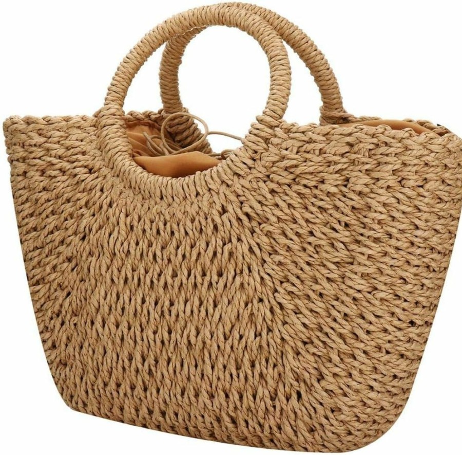 Hobo Handbags | jessie Women Summer Beach Bag, Straw Handbag Top Handle Big Capacity Travel Tote Purse Hand Woven Straw Large Hobo Bag