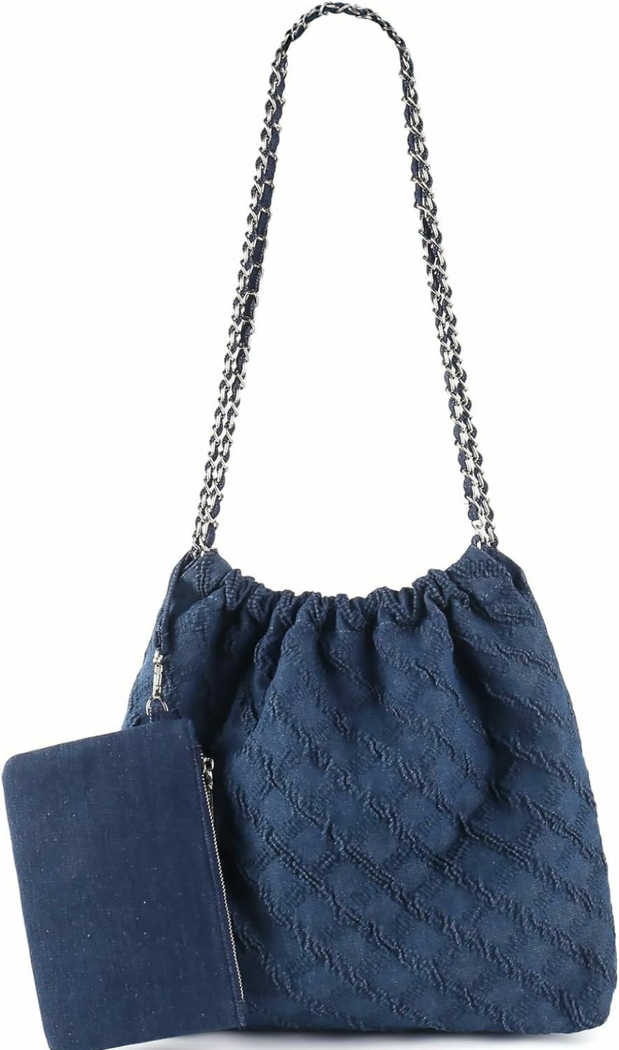 Hobo Handbags | DSGUTWO Dsgutwo Denim Tote Bag For Women, Chain Shoulder Bag Hobo Handbags, Large Quilted Top Handle Satchel Purse With Wallet