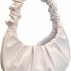 Hobo Handbags | OYOANGLE Oyoangle Women'S Hobo Style Ruched Handbags Solid Plain Elegant Leather Clutch Purses