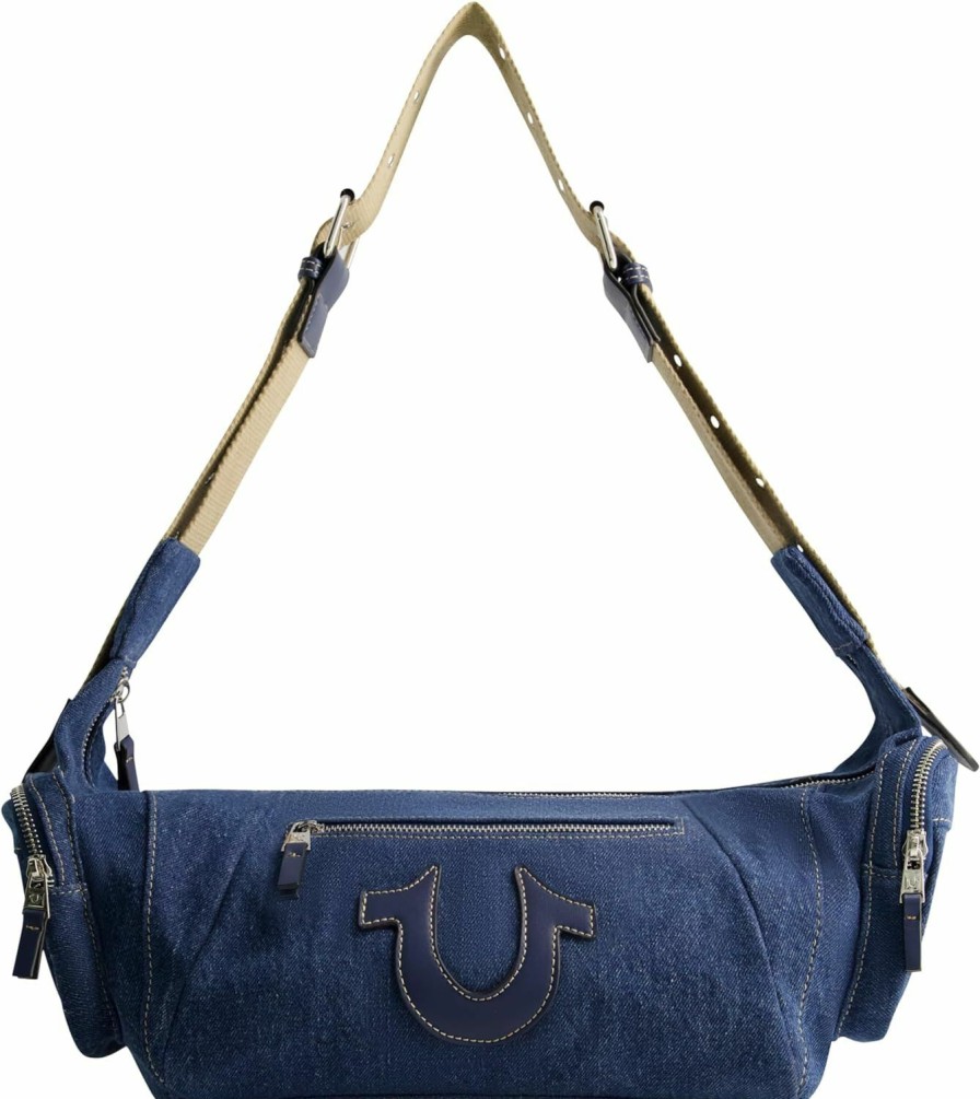 Hobo Handbags | True Religion True Religion Women'S Shoulder Bag Purse, Slouchy Hobo Handbag With Adjustable Strap And Horseshoe Logo, Dark Denim