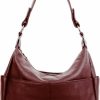 Hobo Handbags | YALUXE Yaluxe Women'S Double Zipper Shoulder Bag Cowhide Leather Purse Hobo Handbag With Multiple Pockets And Crossbody Strap