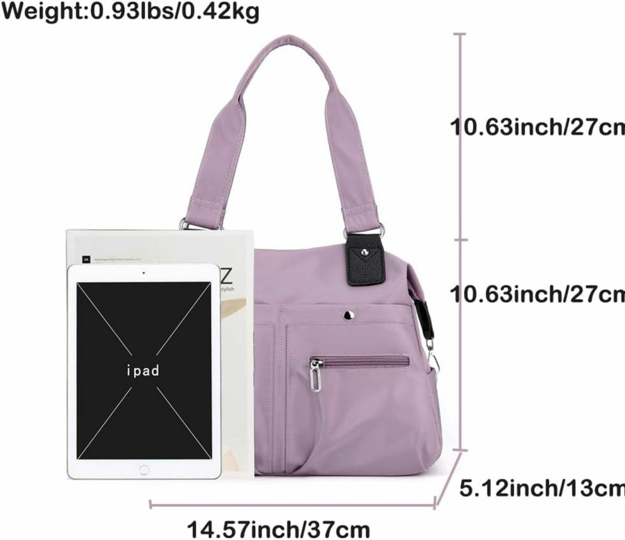 Hobo Handbags | YANAIER Yanaier Women'S Tote Bag Multi Pocket Water Resistant Nylon Handbag Purse Casual Travel Shoulder Bag Hobo Bag