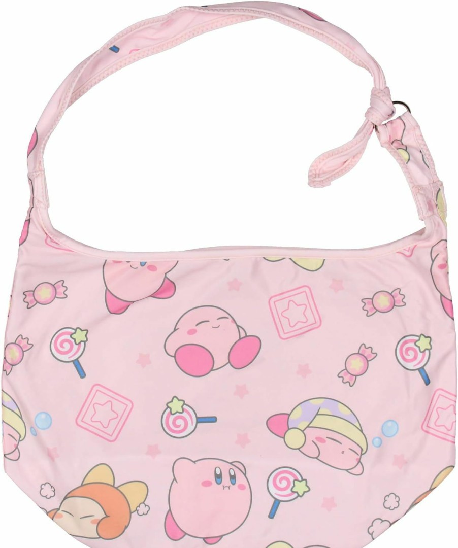 Hobo Handbags | Bioworld Kirby Pink Puffball Character And Snack Shoulder Crossbody Hobo Bag Adjustable Strap