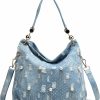 Hobo Handbags | YeFine Yefine Casual Washed Denim Shoulder Bags Top Handle Lady'S Hobo Bags Women Purses And Handbags