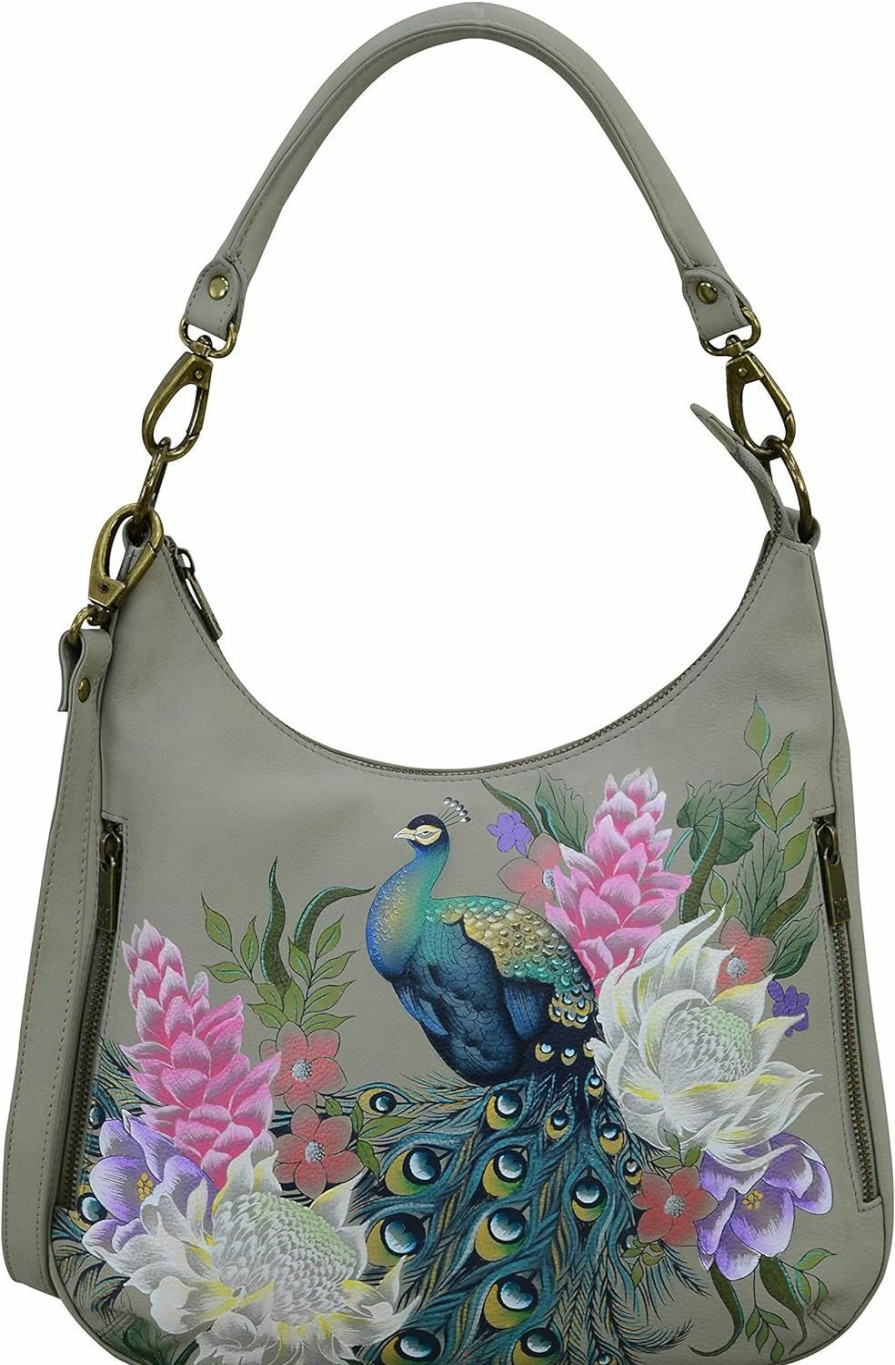 Hobo Handbags | Anuschka Anuschka Hand Painted Women'S Genuine Leather Convertible Slim Hobo With Crossbody Strap - Top Zip Entry, Multiple Pockets