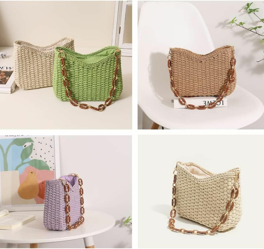 Hobo Handbags | Ulisty Ulisty Women Small Straw Bag Mini Woven Underarm Bag Summer Beach Bag Square Bag Shoulder Bag Handbag