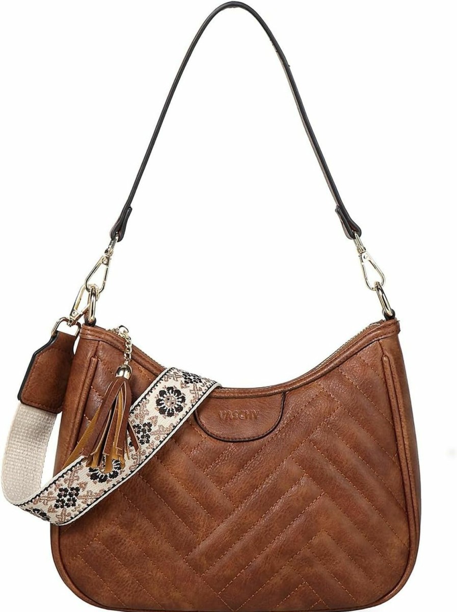 Hobo Handbags | VASCHY Vaschy Small Shoulder Bag Purse For Women, Vegan Leather Chevron Quilted Crescent Crossbody Hobo Bag Under The Arm Handhabg