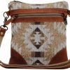 Hobo Handbags | Myra Bag Myra Bag Vintage Canvas Tote - Camilla Saffrona Crossbody Leather And Canvas Tote Bag With Zipper, Hobo Crossbody Bags For Women, Vintage Hues Of Brown Tribal-Inspired Design Hobo Bags For Women