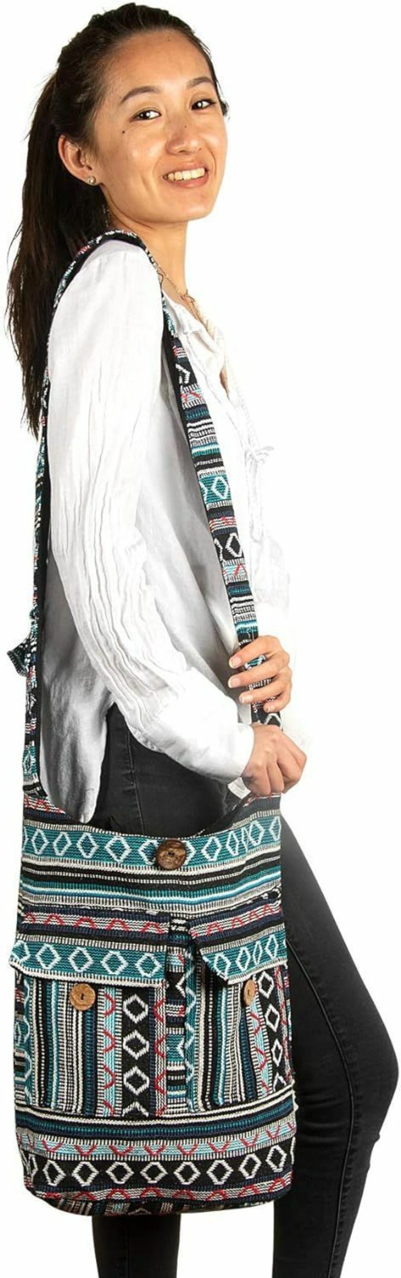 Hobo Handbags | Tribe Azure Fair Trade Large Woven Shoulder Hobo Bag School Laptop Women Boho Beach Travel Tribal