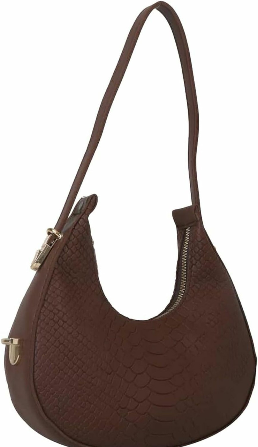 Hobo Handbags | SweatyRocks Sweatyrocks Women'S Snakeskin Embossed Hobo Bag Adjustable Strap Shoulder Handbag Solid Clutch Purse Round Bags