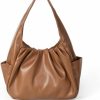 Hobo Handbags | Awqvf Awqvf Women'S Ruched Handbag Lightweight Cloud Clutch Soft Leather Shoulder Hobo Bag