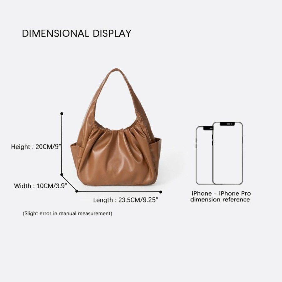 Hobo Handbags | Awqvf Awqvf Women'S Ruched Handbag Lightweight Cloud Clutch Soft Leather Shoulder Hobo Bag