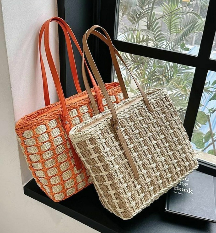 Hobo Handbags | Bagkeak Large Straw Bag Women Straw Purse Straw Tote Bag Beach Handmade Weaving Bag 2024